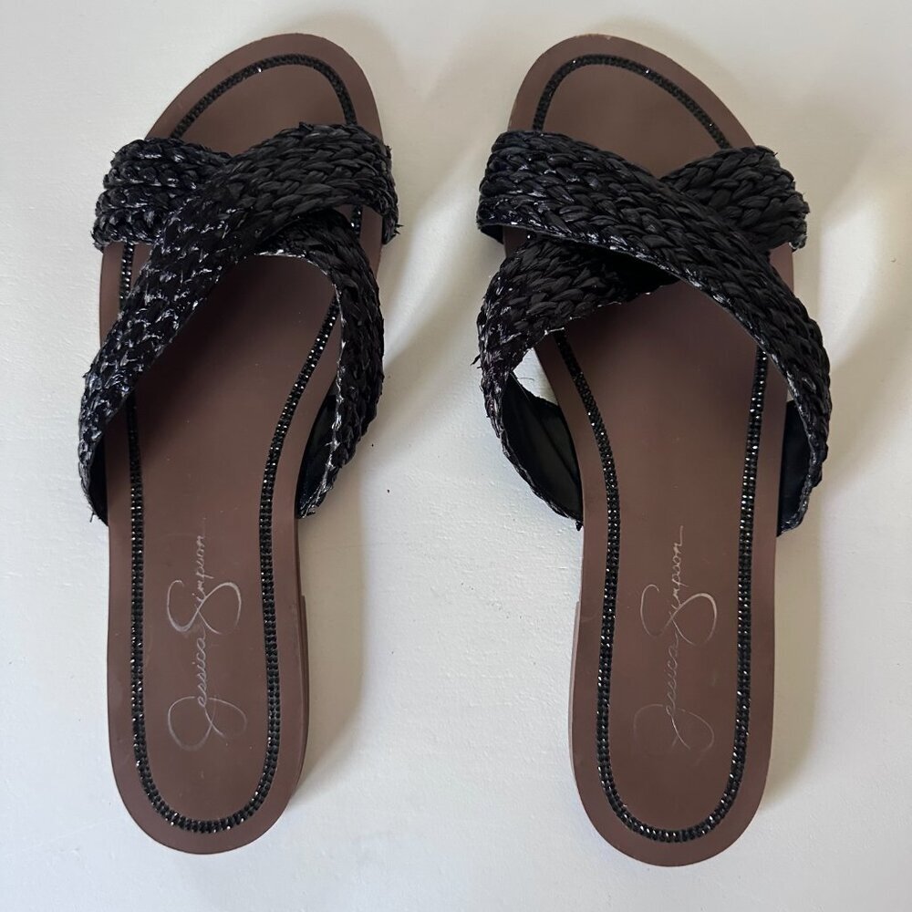 Jessica Simpson Elaney Sandal Black Raffia - Picture 2 of 5